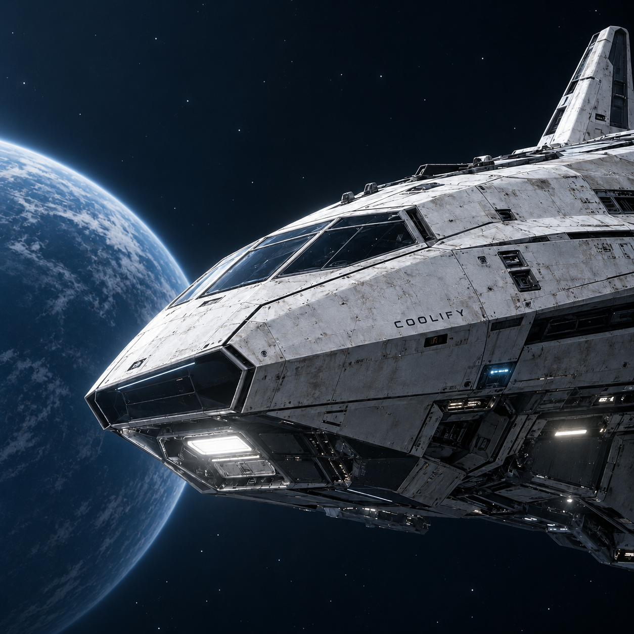 A COOLIFY spacecraft render above Earth